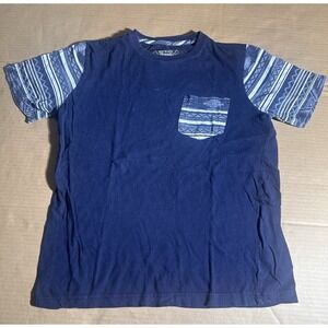 Broken Thread Mens Shirt Blue Short Sleeve Pullover Casual  Preppy Pocket Size S